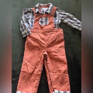 Tommy Bahama Boys’ 2-Piece Set. Size 24 months. Plaid and orange. Used.